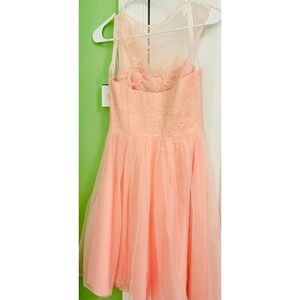 David's Bridal Party Dress Bellini Lace Tulle Short Illusion  Size 2 new w/ tags